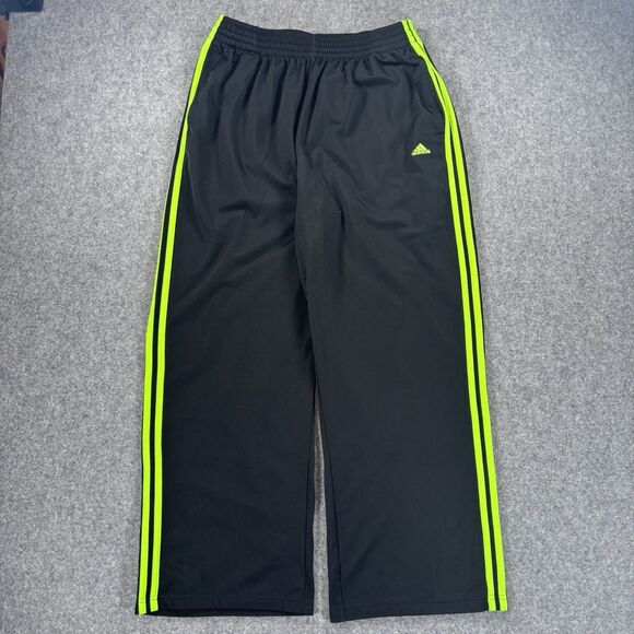 Adidas Track Pants Black Neon Green Stripes Elastic Waist AK0881 Men’s XL - Picture 1 of 11